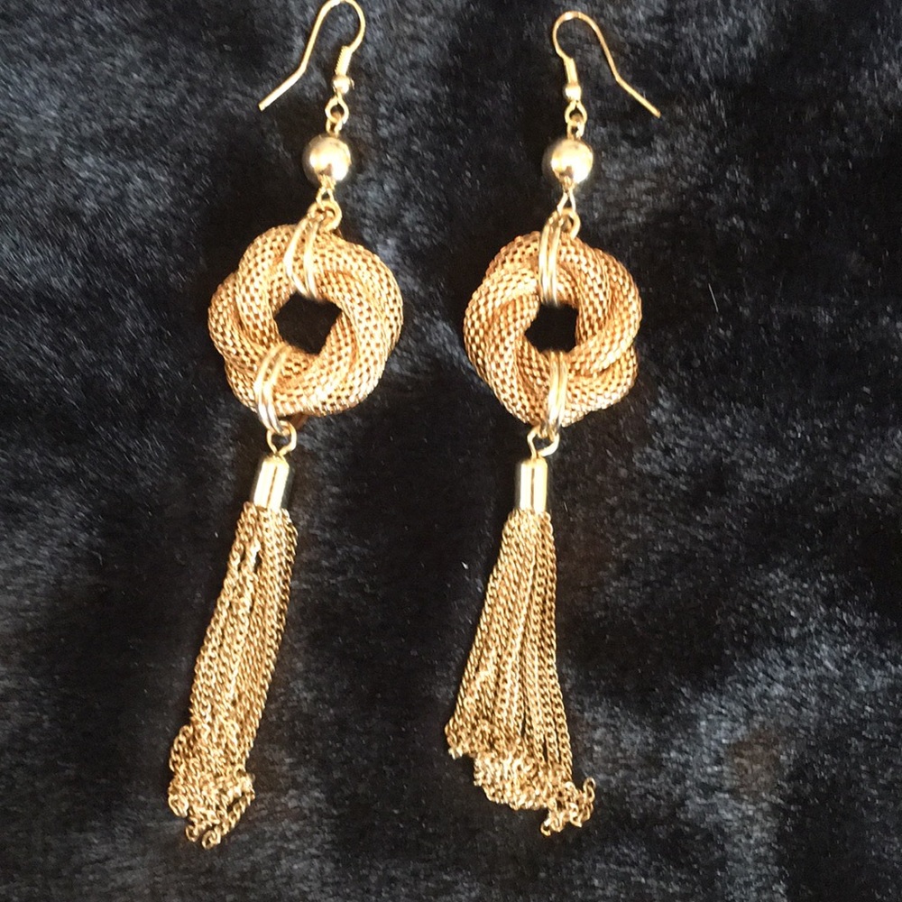 Vintage Gold-Tone Dramatic Dangling Earrings - image 2